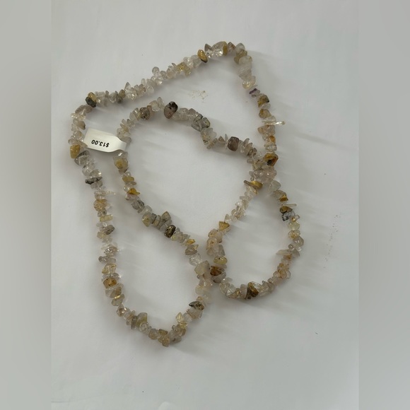 Natural Gemstone Quartz Chips Necklace 29in - Picture 2 of 3